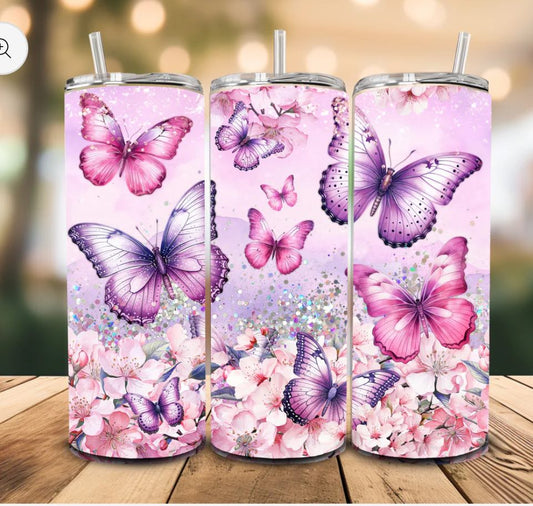 pink butterfly tumbler